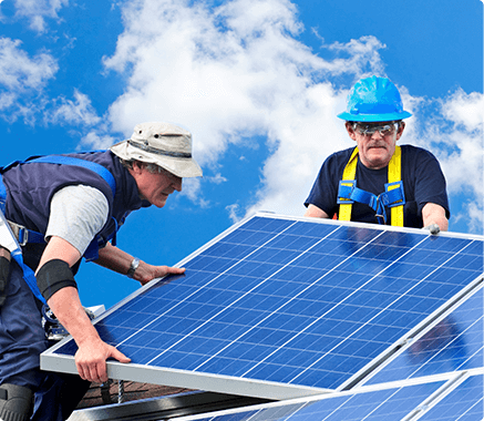 Solar panels on factory rooftop